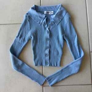 Tiger Mist Light Blue Cropped Sweater Top